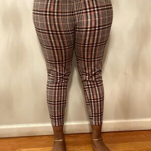 SHEIN Plaid Ankle Pants - Black and Brown